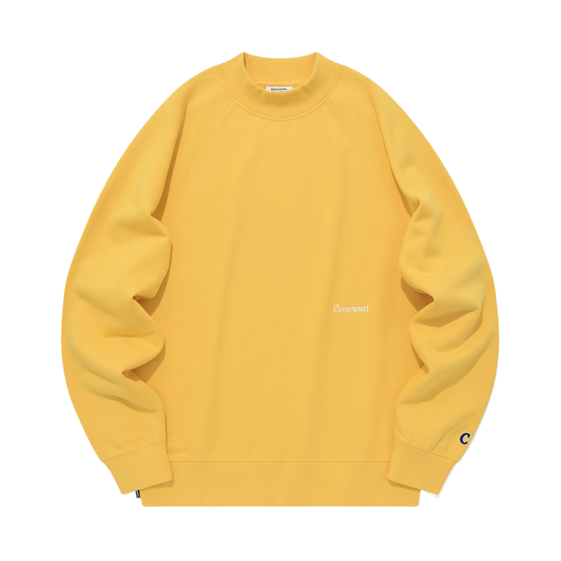 커버낫 모크넥 세미 오버 레글런 스웨트셔츠 옐로우(Covernat Mockneck Semi Oversized Fit Raglan Sweatshirt Yellow)