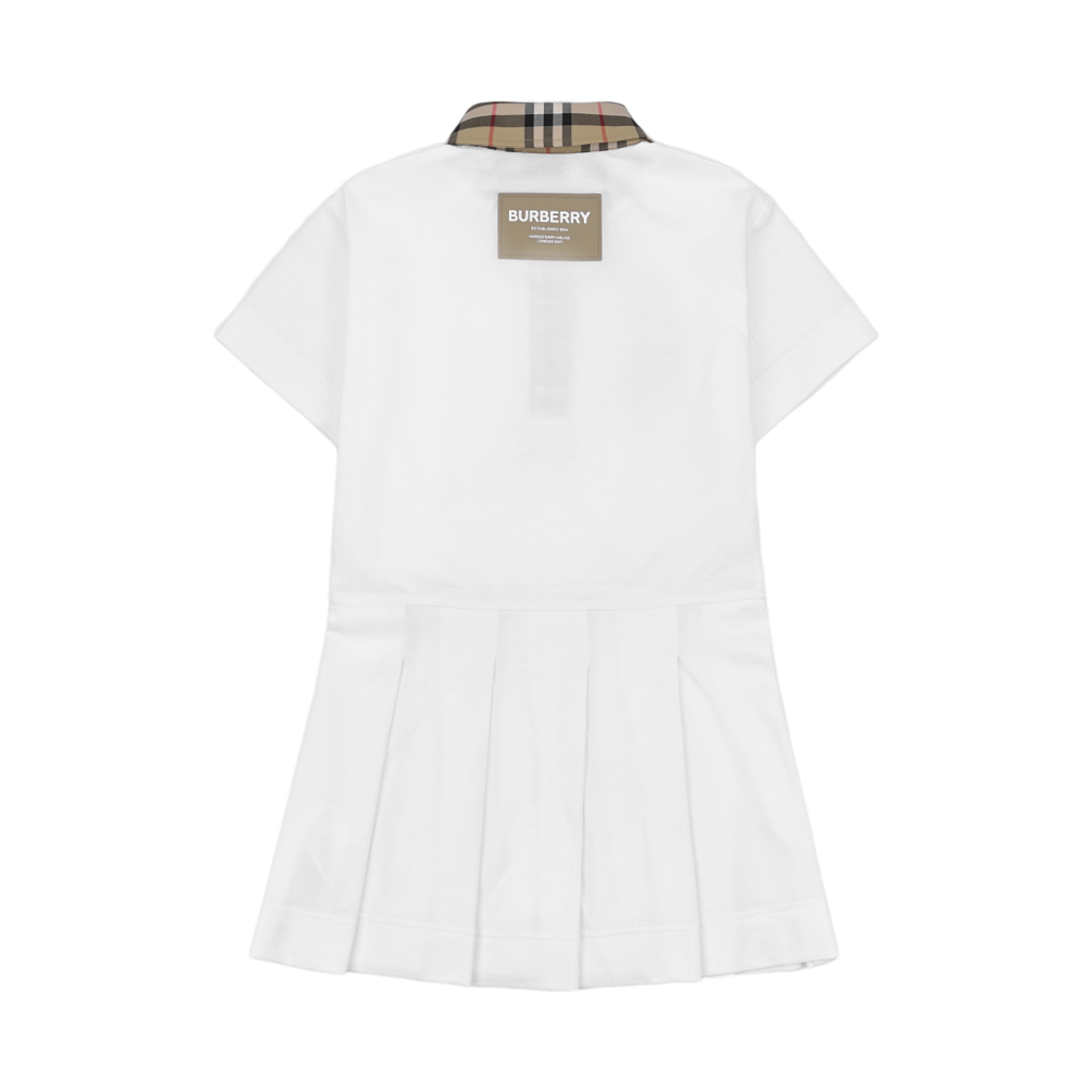 (키즈) 버버리 빈티지 체크 아이콘 트리밍 코튼 피케 폴로셔츠 드레스 화이트((Kids) Burberry Vintage Check Trim Cotton Pique Polo Shirt Dress White) - 2