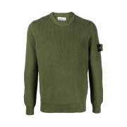 Stone Island 550D8 Ribbed Soft Cotton Crewneck Knit Olive Green - 22SS
