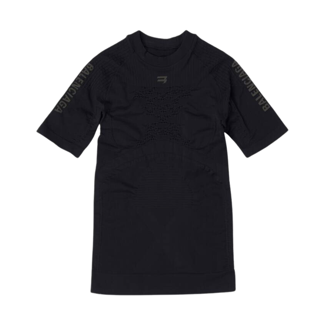 (W) 발렌시아가 스포티 B 크루넥 숏슬리브 애슬레틱 탑 블랙((W) Balenciaga Sporty B Crewneck Short Sleeve Athletic Top Black) - 1