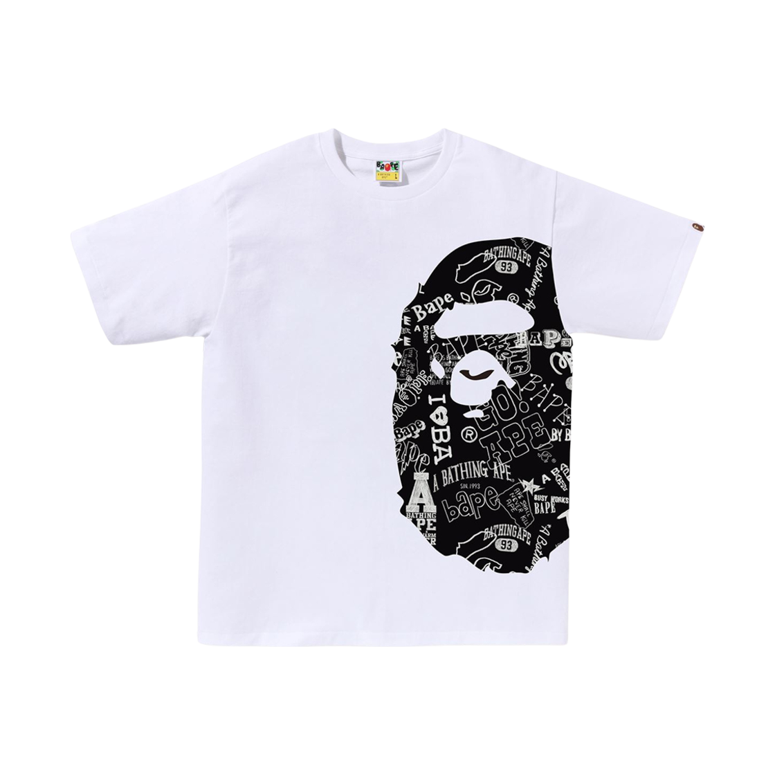 0ZXTEM110044M BAPE Hand Draw Pattern Side Big Ape Head T-Shirt White