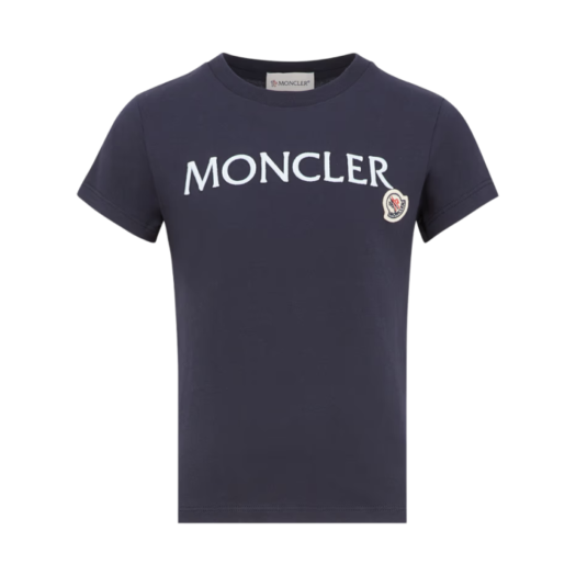 (Kids) Moncler Embroidered Logo Cotton T-Shirt Night Blue - 24SS