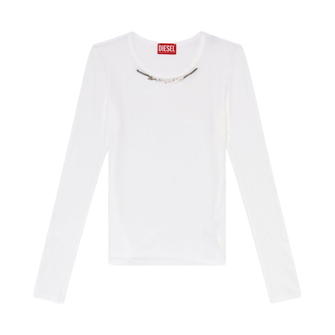 (W) 디젤 롱슬리브 탑 체인 네클리스 화이트((W) Diesel Long-Sleeve Top with Chain Necklace White) - 1
