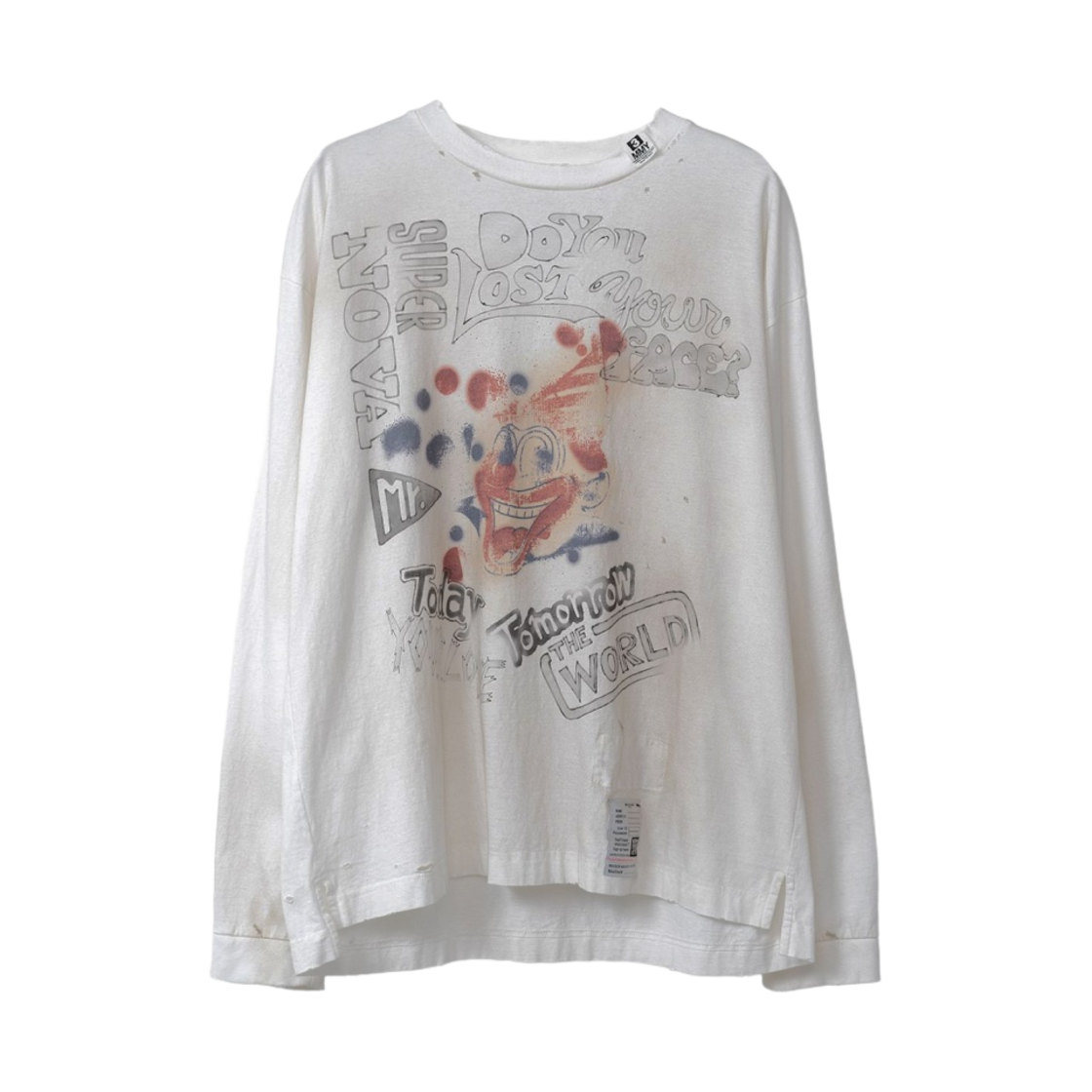 메종 미하라 야스히로 디스트레스드 롱슬리브 티셔츠 화이트(Maison Mihara Yasuhiro Distressed L/S T-Shirt White) - 1