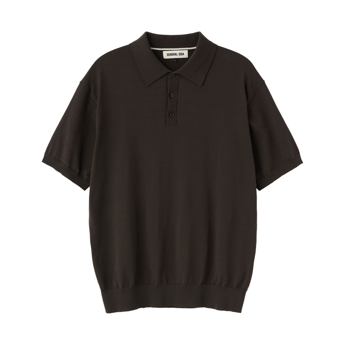 제너럴아이디어 맨 에센셜 카라넥 하프 니트 브라운(General Idea man essential collar neck half knit brown)