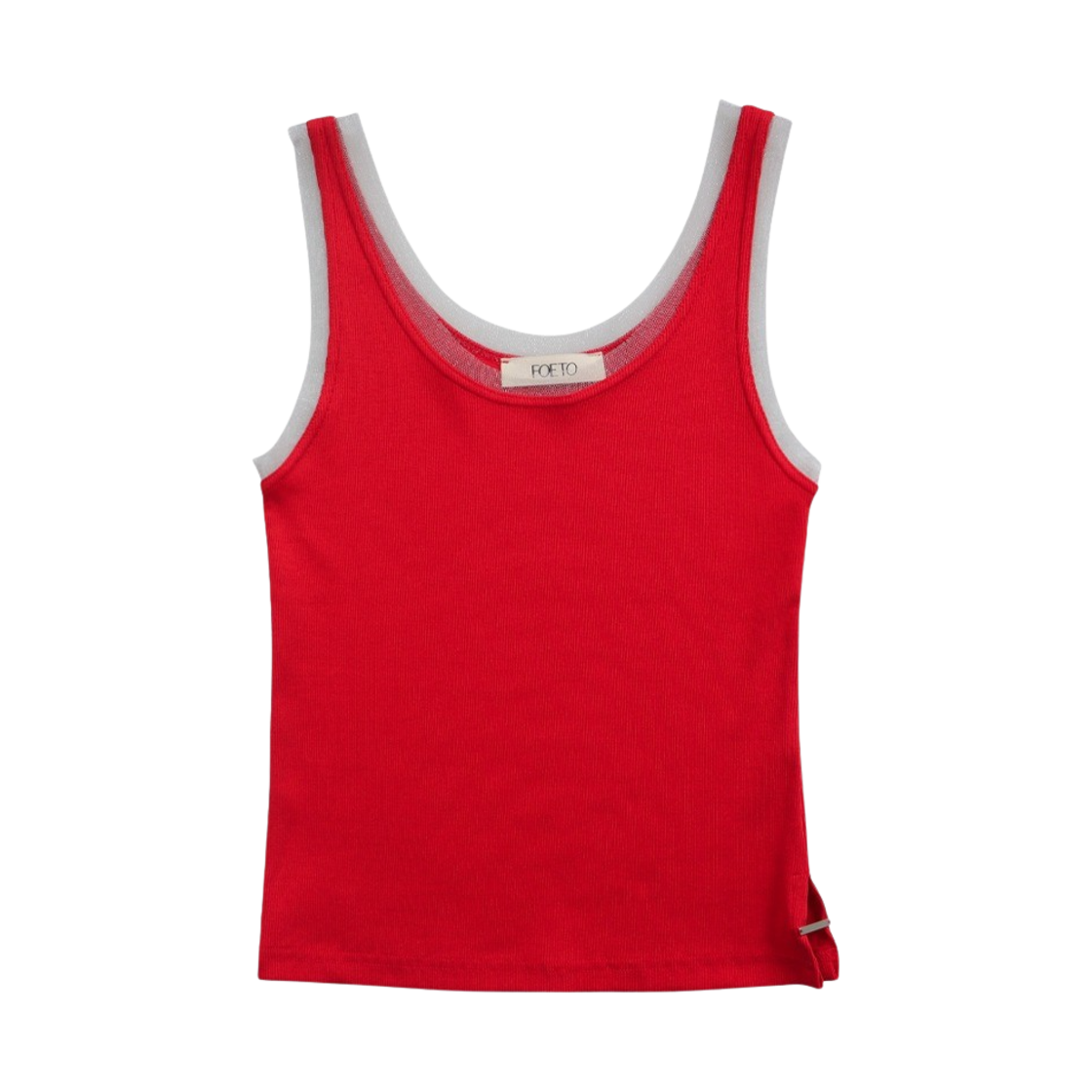 FOETO_165 FOETO Layered Mesh Slit Sleeveless Red
