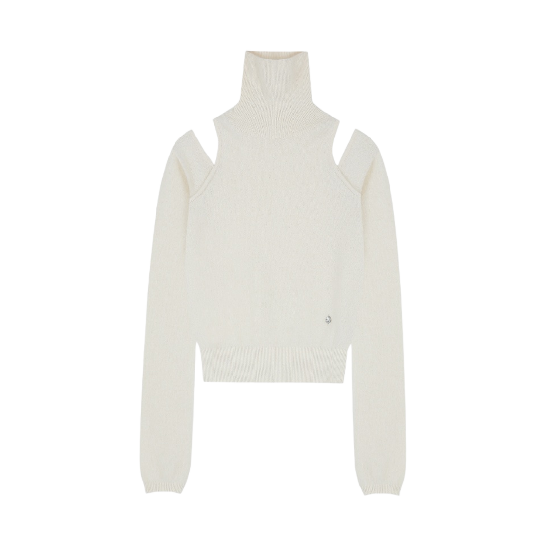 - (W) Aviemuah Cut-Out Merino Wool Turtleneck Sweater Cream