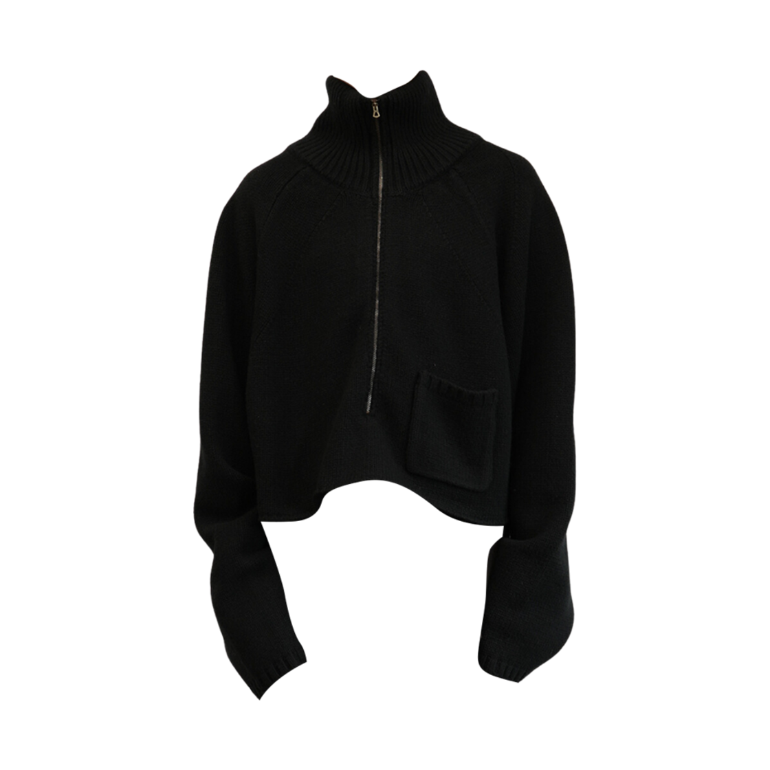 안셀름 숏 렝스 하프 집 니트 블랙(Ancellm Short Length Half Zip Knit Black)