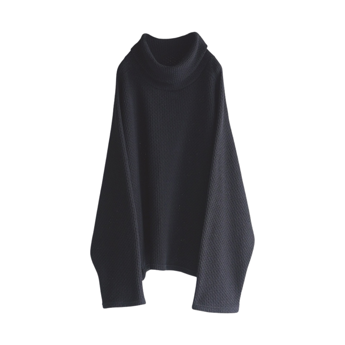 ANC-CT36 Ancellm Chain Knit Hi-Neck LS T-Shirt Black