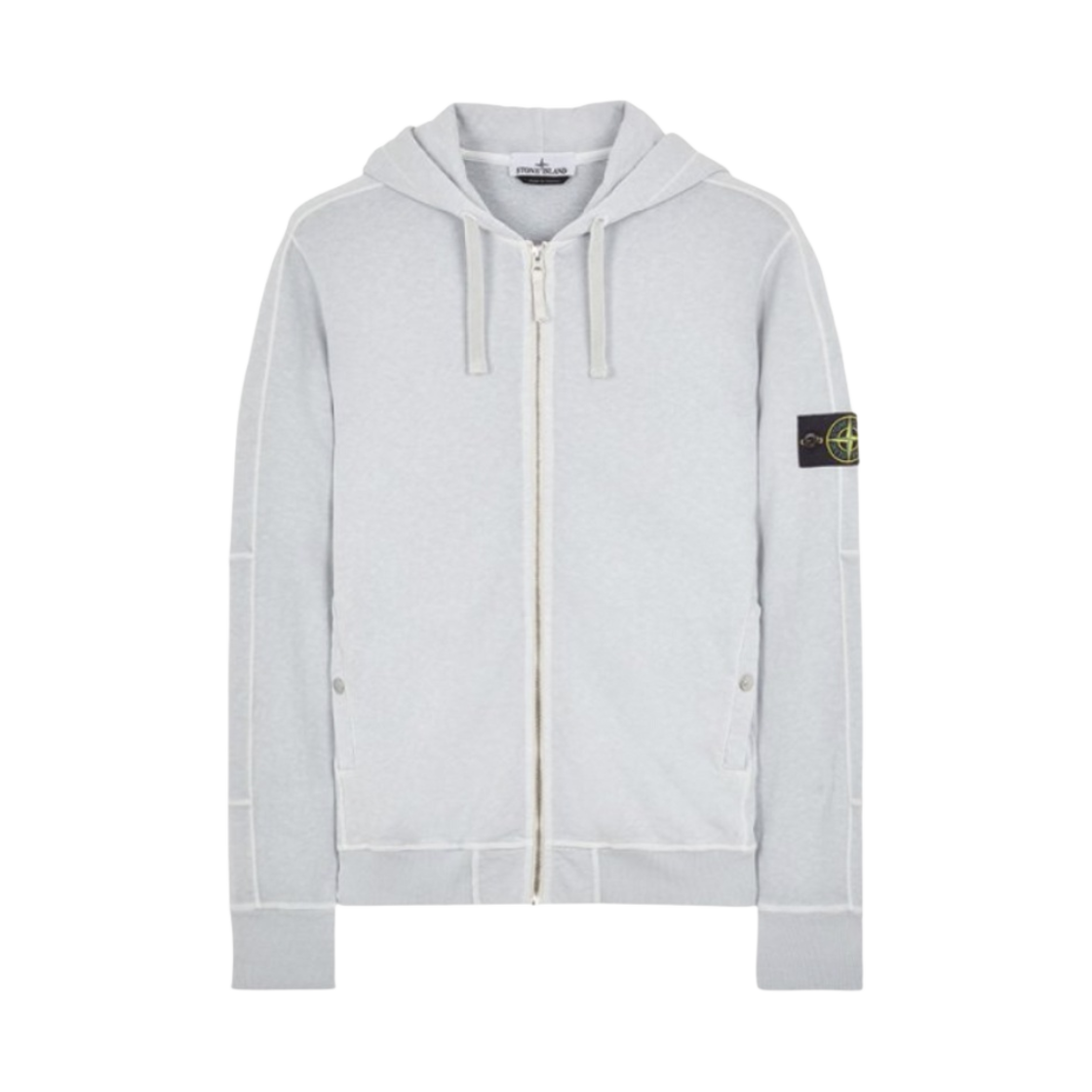 801563160-V0141 Stone Island 63160 Old Treatment Hooded Full Zip Sweatshirt Sky Blue - 24SS