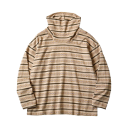 Kapital Sunrise Jacquard Striped Jersey Baggy High Neck Long Sleeve Beige Khaki