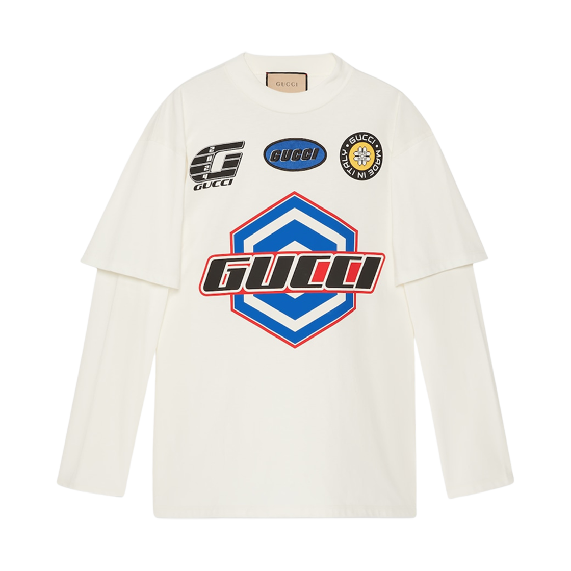 (W) 구찌 코튼 저지 티셔츠 오프 화이트