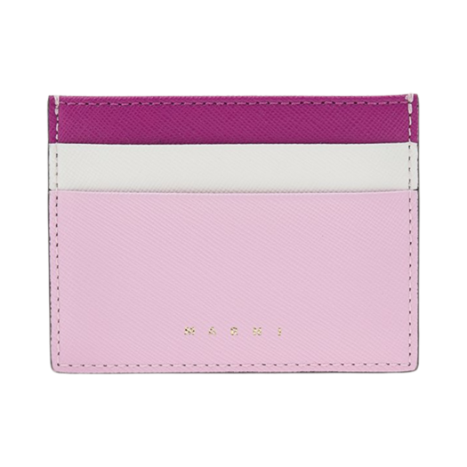 Marni Saffiano Tri-Coloured Card Case Rose Orchid