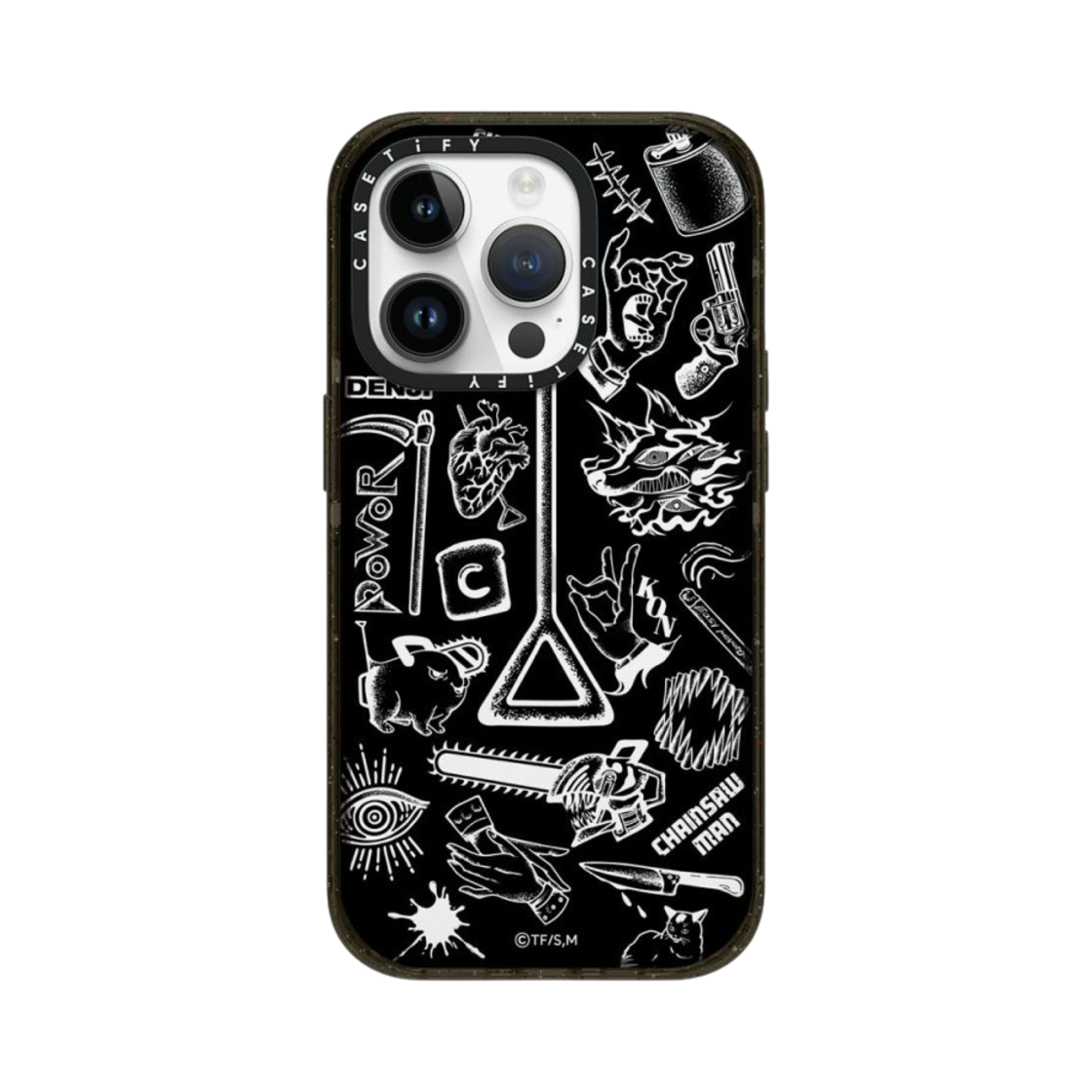 케이스티파이 x 체인소 맨 아이폰 모티프 임팩트 케이스 클리어 블랙