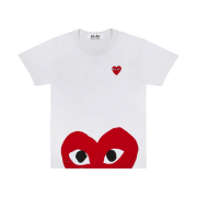 (W) Play Comme des Garcons Red Edge Heart T-Shirt White