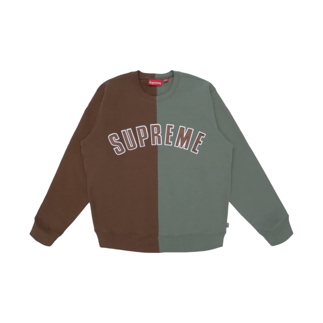 슈프림 스플릿 크루넥 스웨트셔츠 브라운 - 18FW