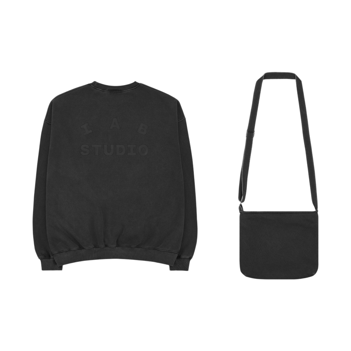 ★大人気★IAB Studio Pigment Sweatshirt & Mini Bag 아이앱 스튜디오 피그먼트 스웨트셔츠 & 미니백 블랙 | IAB