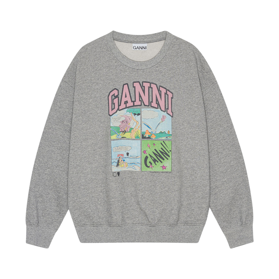 (W) 가니 이솔리 오버사이즈 스웨트셔츠 팔로마 멜란지 그레이((W) Ganni Isoli Oversized Sweatshirt Paloma Melange Grey) - 1