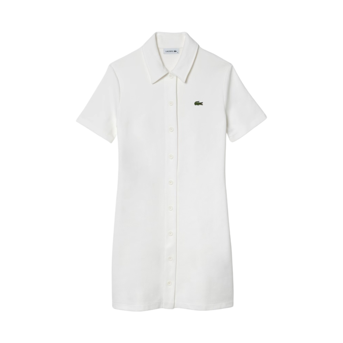 (W) 라코스테 오가닉 코튼 버튼 폴로 드레스 화이트((W) Lacoste Organic Cotton Buttoned Polo Dress White) - 1