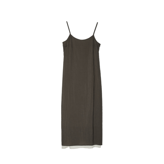 BESUOP005BR Enor Women Slit Layered Sleeveless Dress Brown