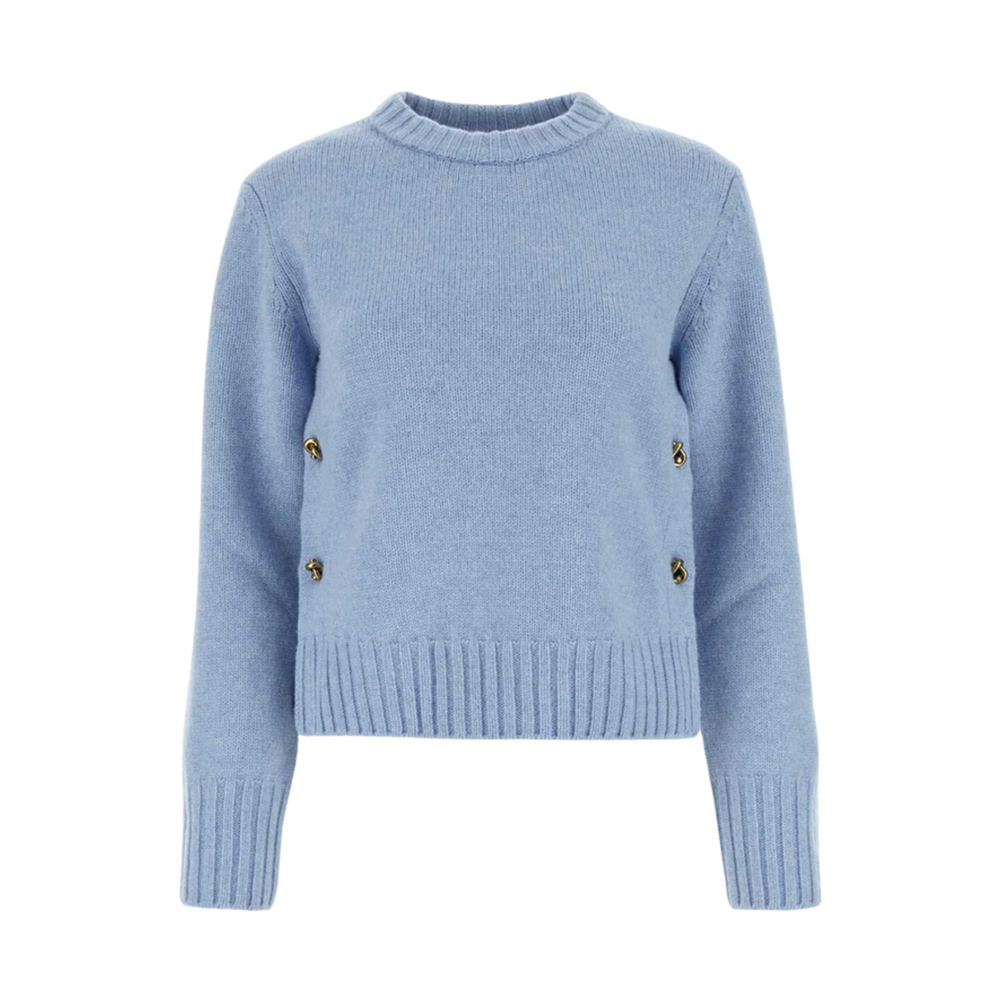 749391V33I04225 (W) Bottega Veneta Knot Buttons Wool Sweater Surf