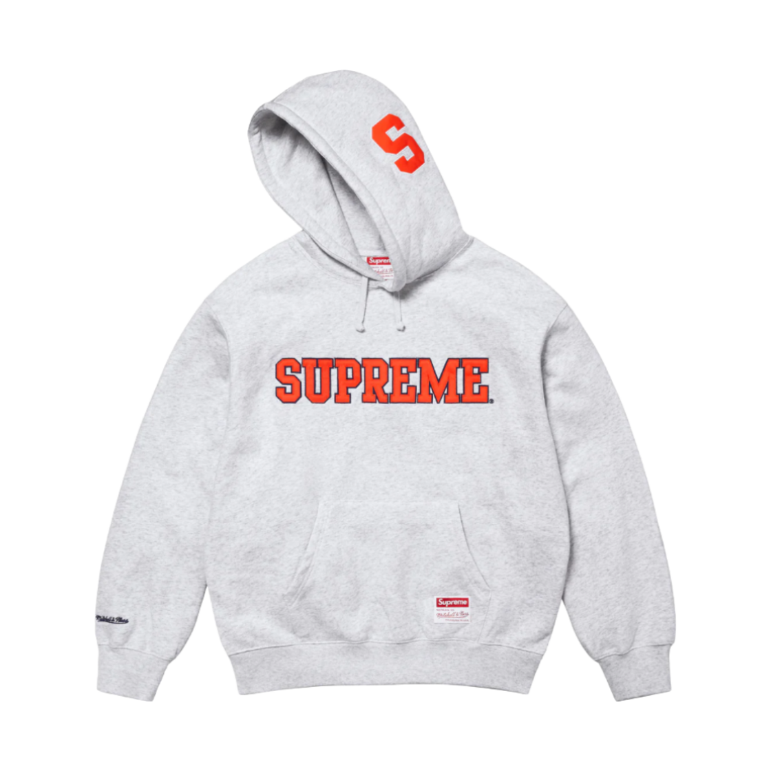 슈프림 미첼 & 네스 NCAA 후드 스웨트셔츠 애쉬 그레이 - 24FW(Supreme Mitchell & Ness NCAA Hooded Sweatshirt Ash Grey - 24FW)