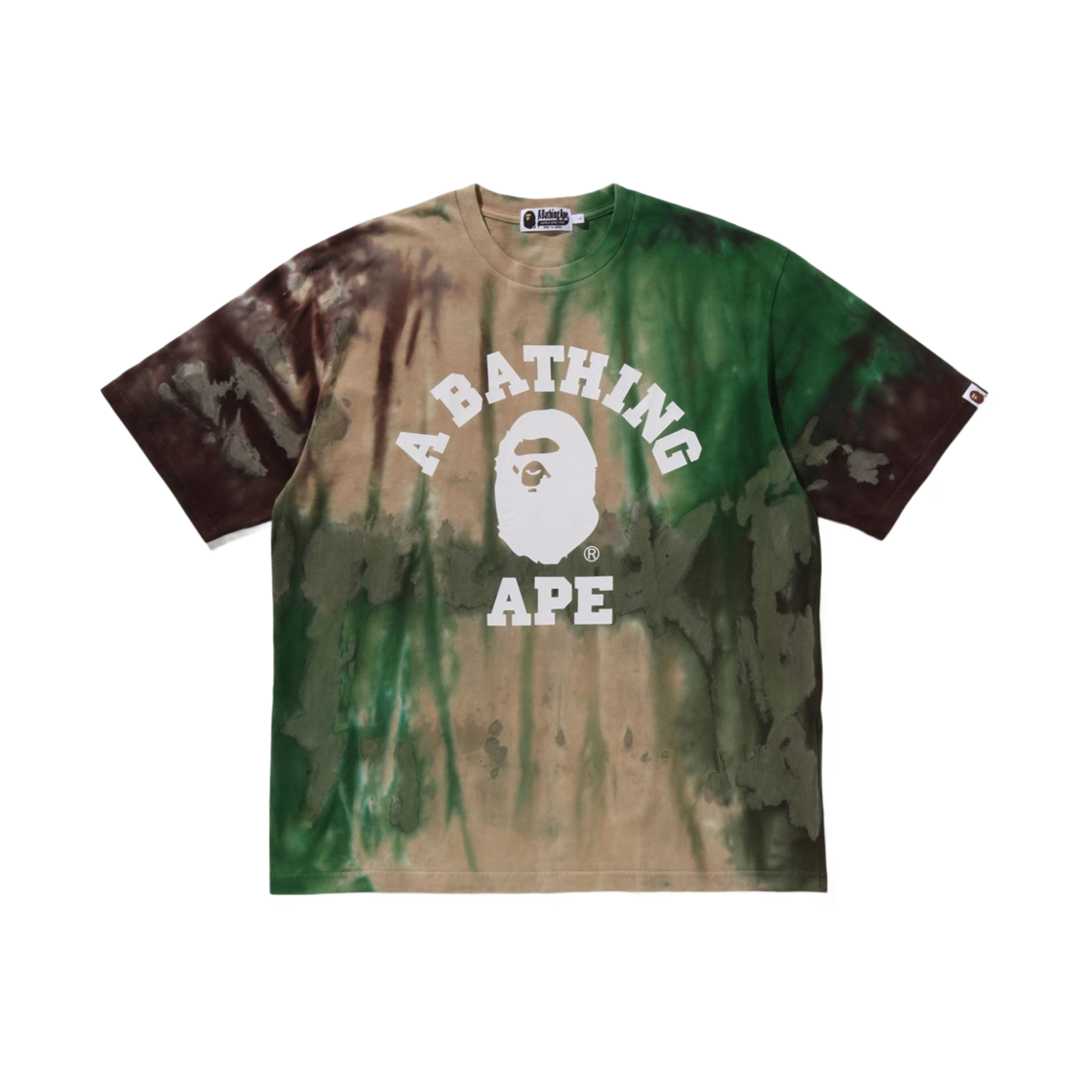 베이프 아이스 다이 컬리지 릴렉스드 핏 티셔츠 그린