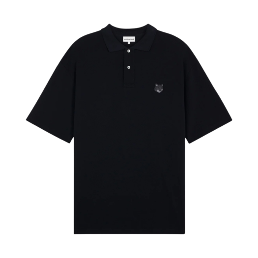 MM00210KJ7010-P199 Maison Kitsune Bold Fox Head Patch Comfort Polo Black