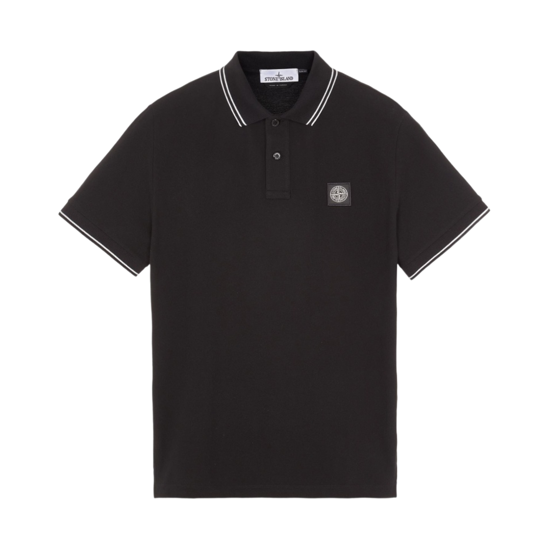 스톤 아일랜드 2SC18 스트레치 코튼 피케 숏슬리브 폴로 셔츠 블랙 - 23FW(Stone Island 2SC18 Stretch Cotton Pique Short Sleeve Polo Shirt Black - 23FW) - 1