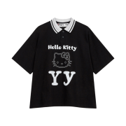 Open Yy x Hello Kitty Collared T-Shirt Black