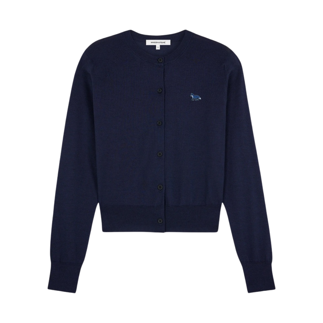 (W) 메종 키츠네 베이비 폭스 패치 레귤러 가디건 딥 네이비((W) Maison Kitsune Baby Fox Patch Regular Cardigan Deep Navy)