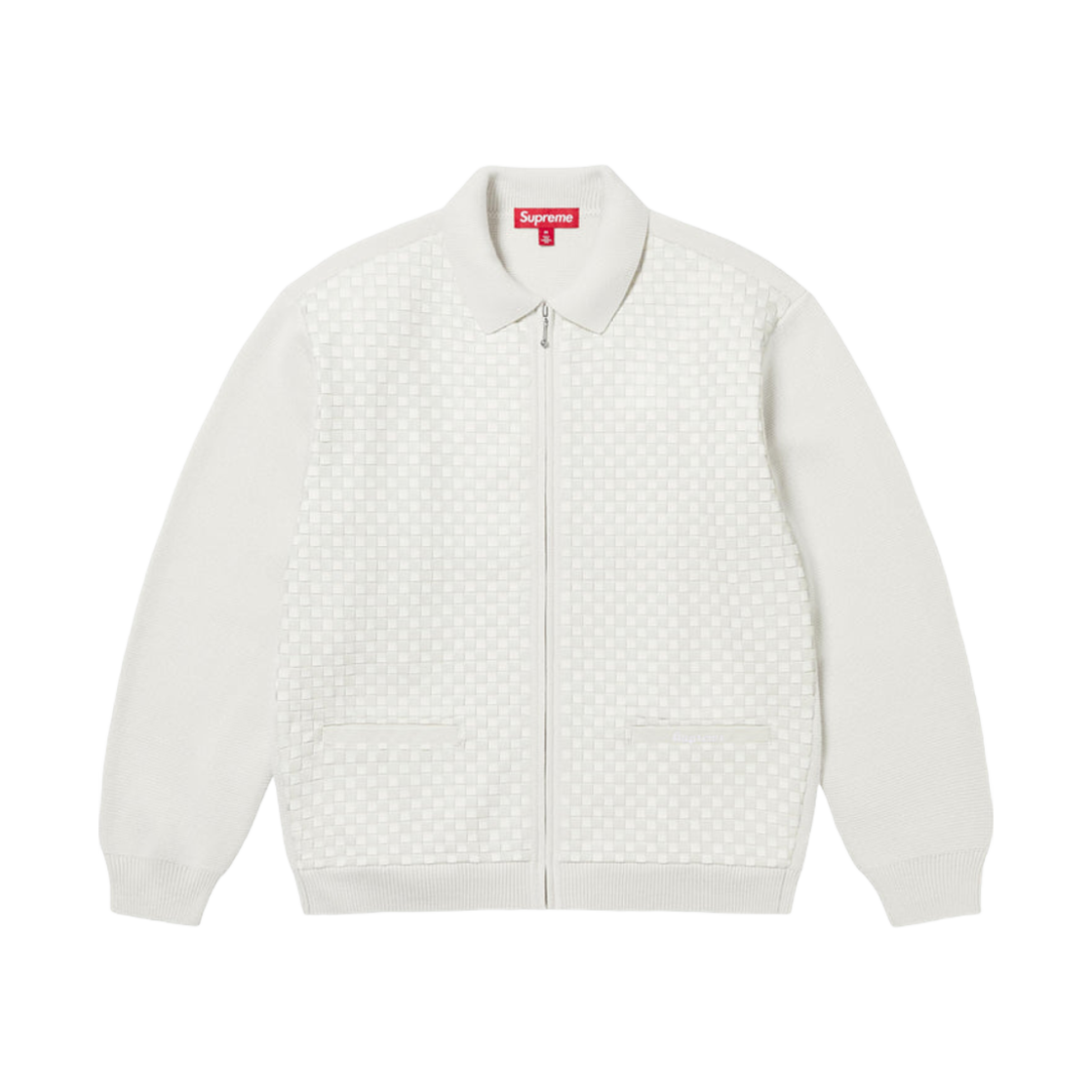 - Supreme Woven Leather Zip Up Cardigan White - 24FW