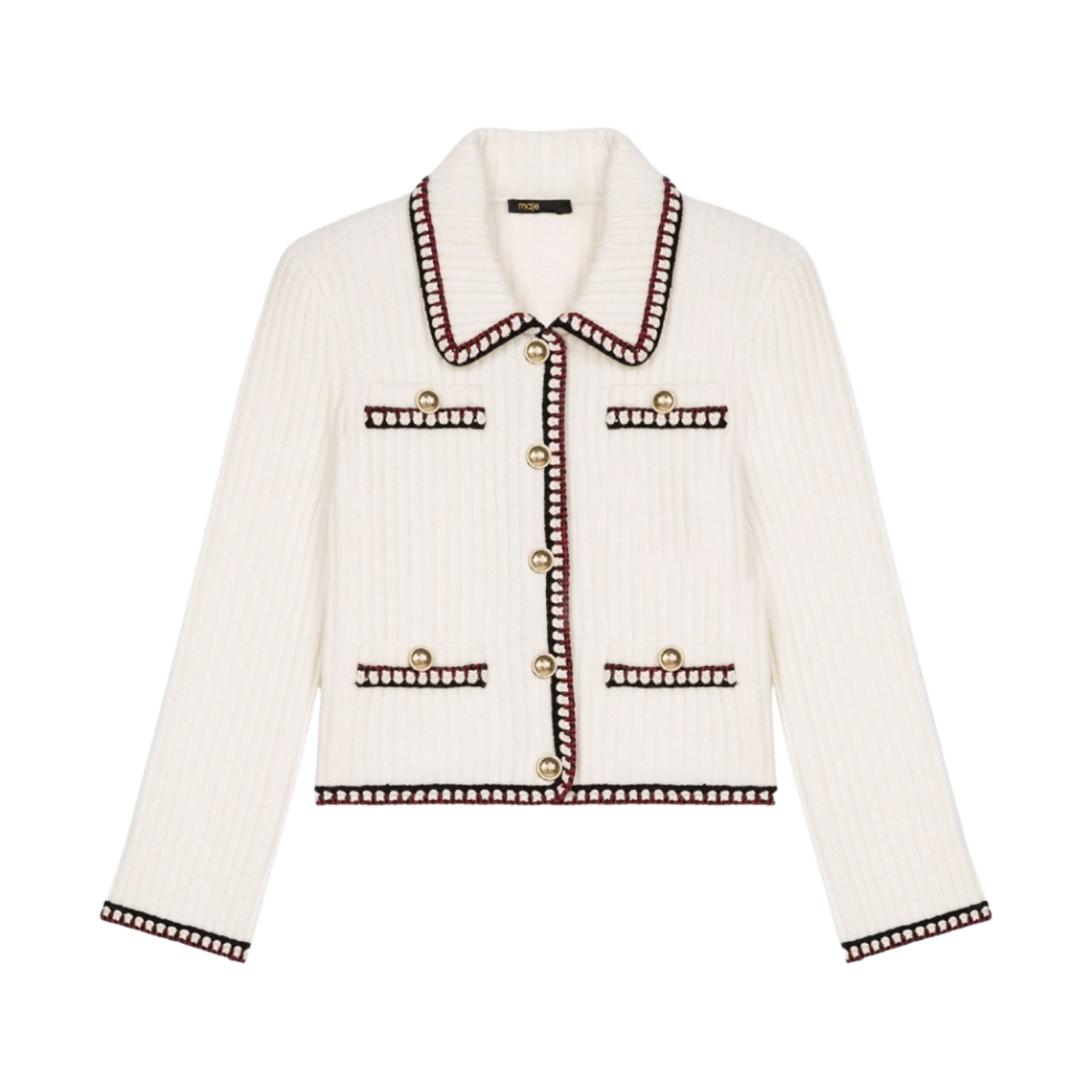 MFPCA00311 (W) Maje Braided Stitch Cardigan Ecru