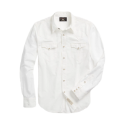 Double RL Slim Fit Poplin Western Shirt White
