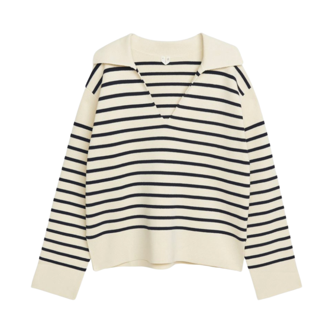 1015871-008 (W) Arket Cotton Sweater Off White Black