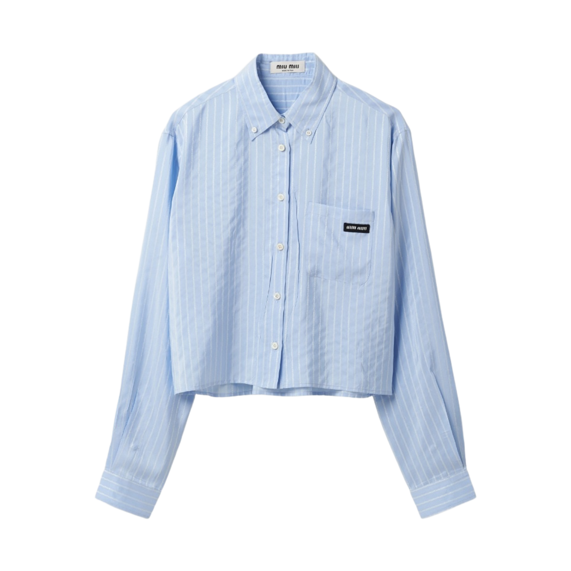 (W) 미우 미우 폰지 셔츠 스카이 블루 화이트((W) Miu Miu Ponge Shirt Sky Blue White) - 1
