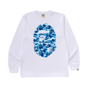 BAPE ABC Camo Big Ape Head L/S T-Shirt White Blue