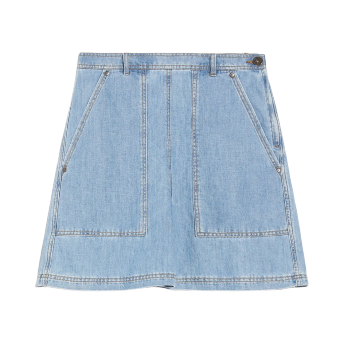 5141034206009 (W) Weekend Max Mara Elica Cotton and Linen Denim Shorts Navy
