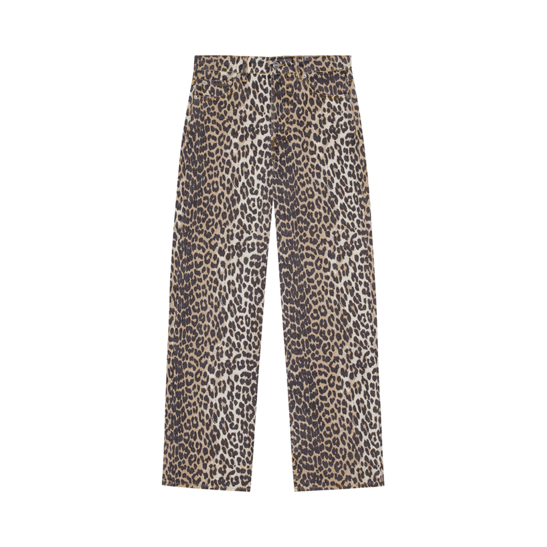 (W) 가니 프린티드 이제이 진 레오파드((W) Ganni Printed Izey Jeans Leopard)