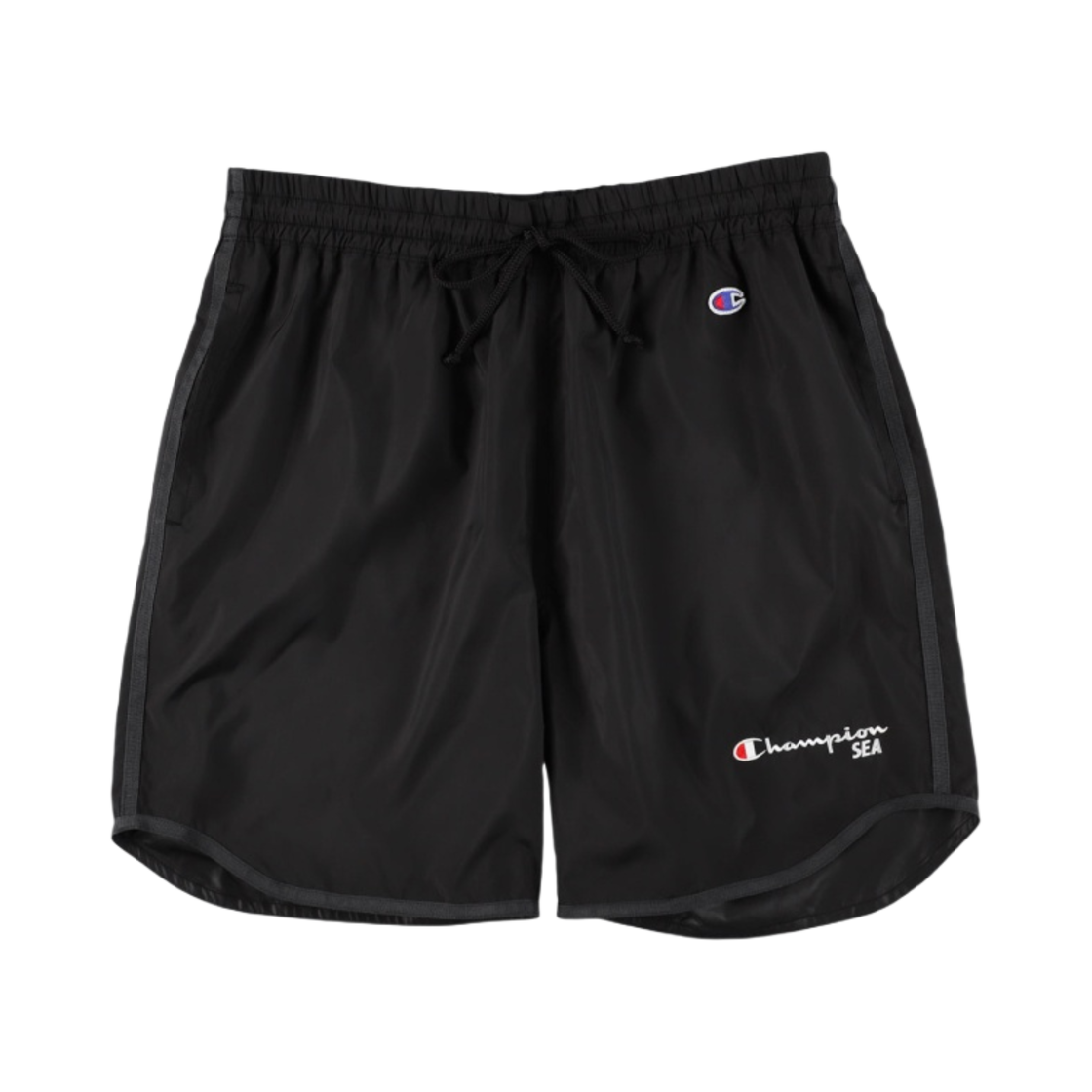 CKPA4EA01BK Champion x Wind and Sea Graphic Taffeta Shorts Black