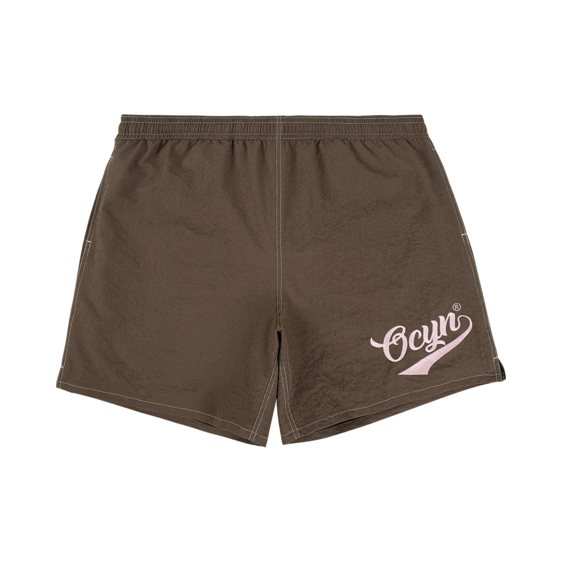 OW52PLU01 ofcoursewhynot Home Sweet Home Nylon Shorts Brown