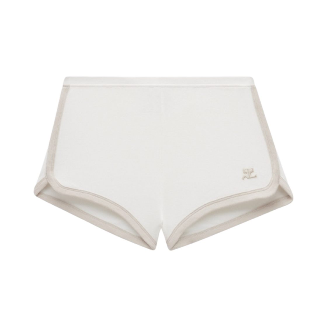 124JSH037JS0070B086 (W) Courreges Contrast Mini Shorts White Oatmeal