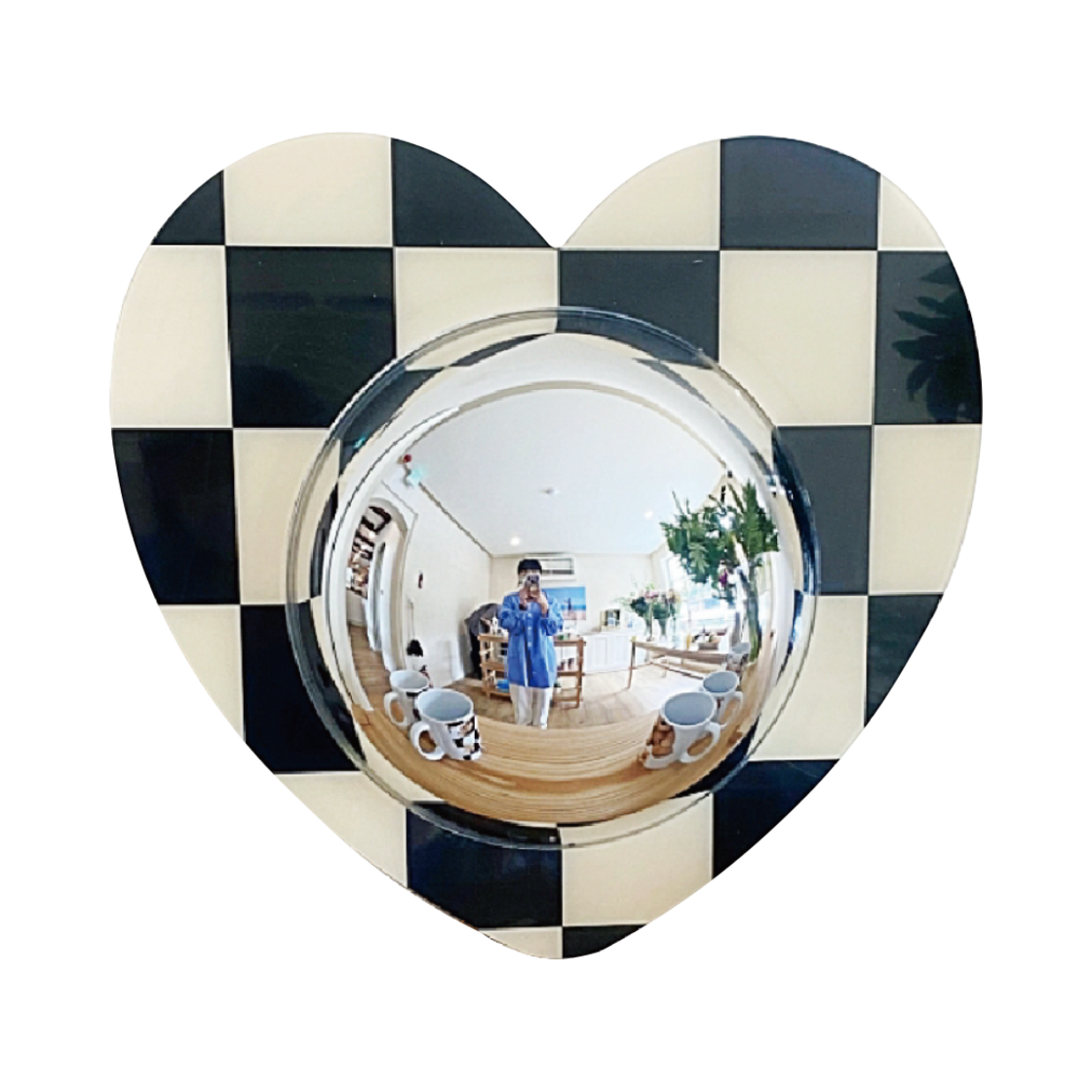 유라이크왓 하트 아크릴 볼록거울 체커보드([3% 포인트 적립] you like what Heart Acrylic Convex Mirror Checkerboard) - 1