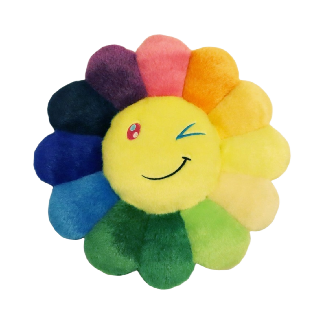 카이카이키키 플라워 이모지 쿠션 윙크 스마일 30cm 레인보우(Kaikai Kiki Flower Emoji Cushion Wink Smile 30cm Rainbow)