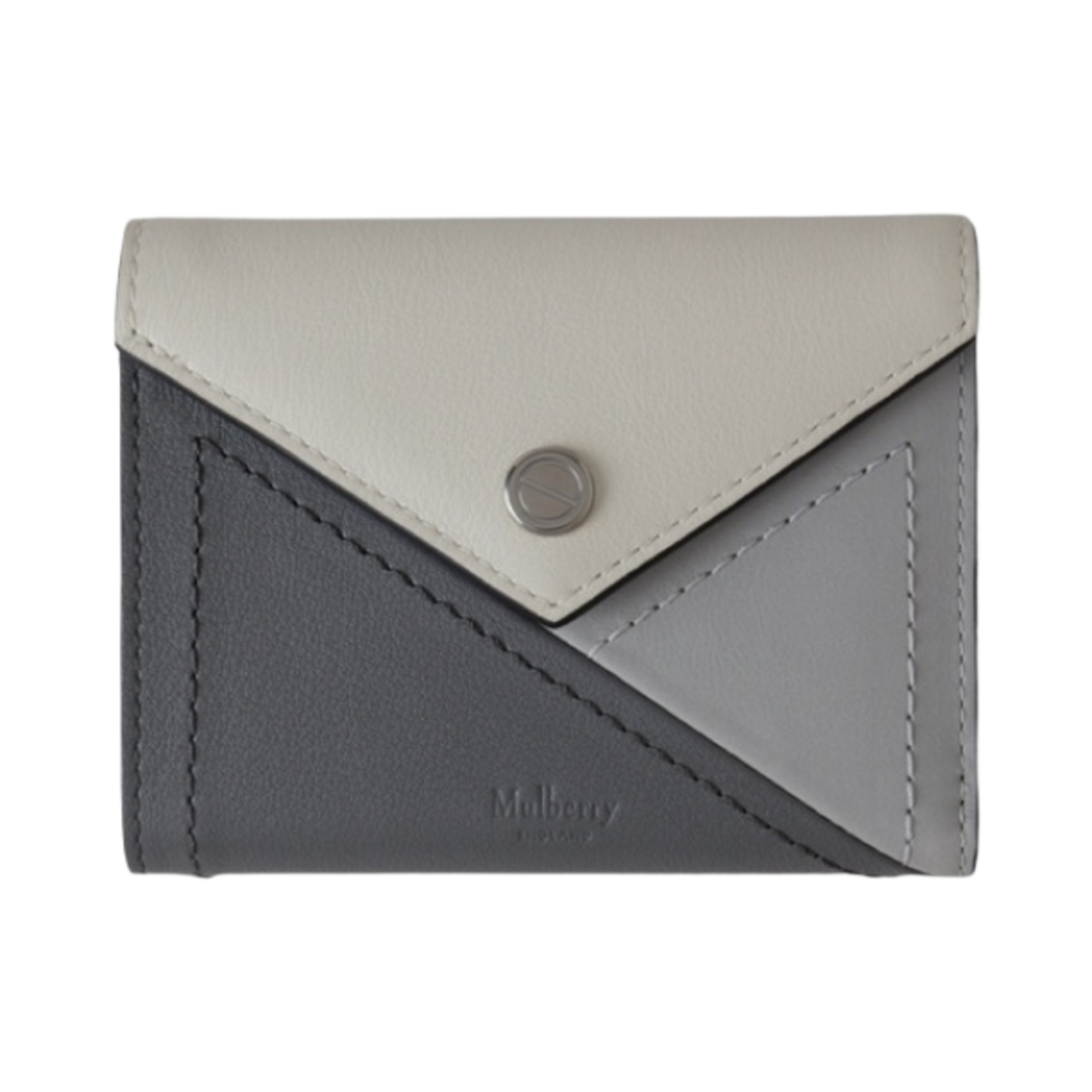 RL7807-657Z376 Mulberry Silky Calf M Zipped Tri-Fold Wallet Charcoal Pale Grey