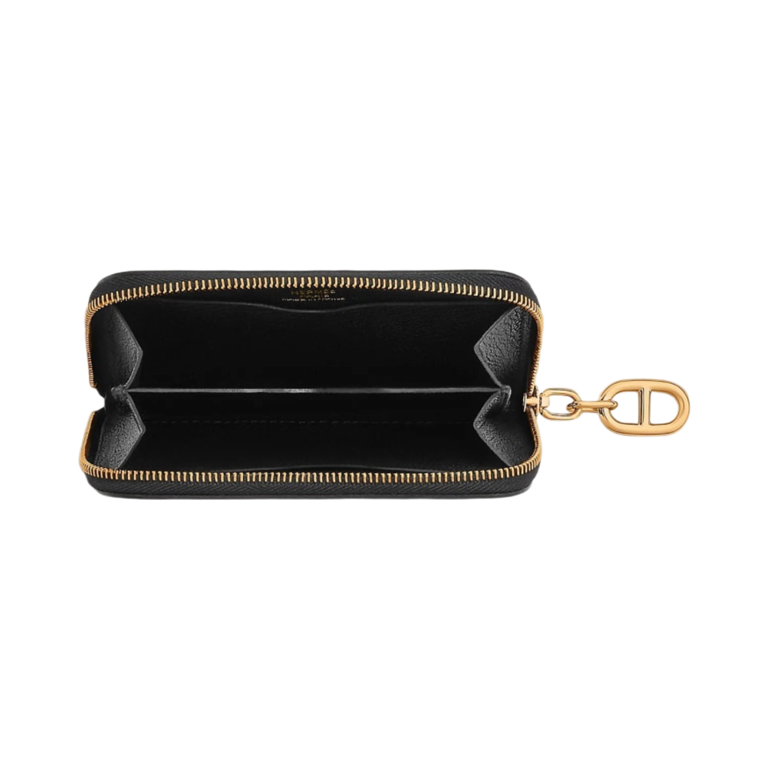 에르메스 지펭고 컴팩트 샹달 카드 홀더 에버그레인 & 골드 하드웨어 누아(Hermes Zipengo Compact Chaine D'Ancre Card Holder Evergrain & Gold Noir) - 2