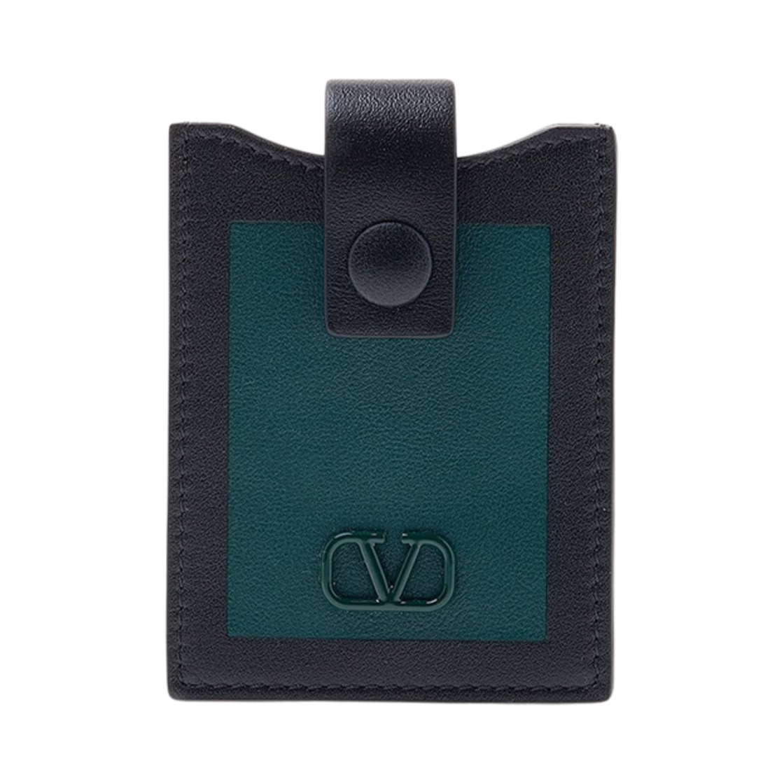 P0U18AXI73S Valentino V Logo Signature Card Holder Black College Green