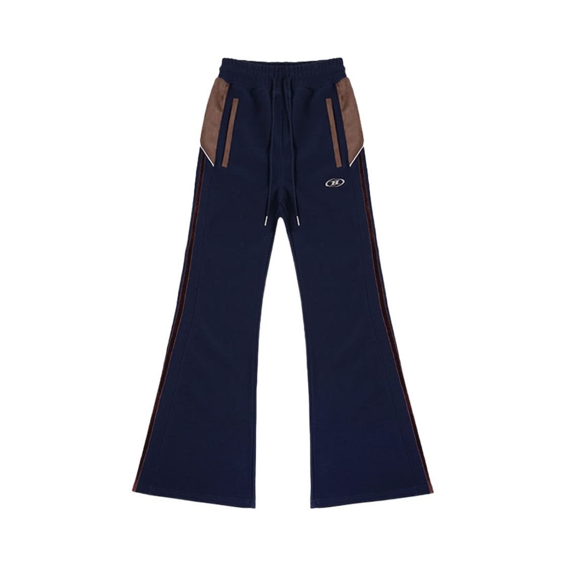 본투윈 스웨이드 실버 라인 저지 부츠컷 팬츠 네이비