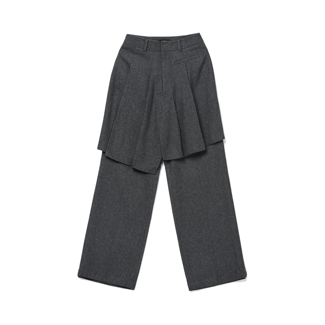 GJ24AW-PT02_02 GOEN.J Asymmetric Pleats Detailed Straight Pants Charcoal