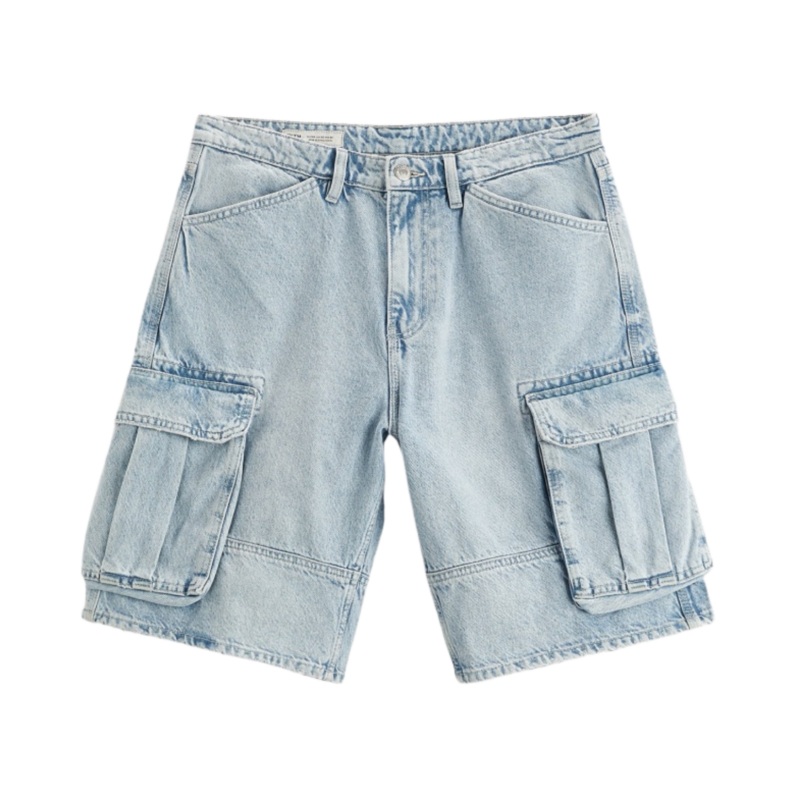 자라 데님 카고 버뮤다 쇼츠 미드 블루